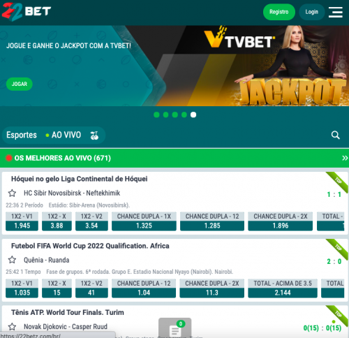 22bet app design